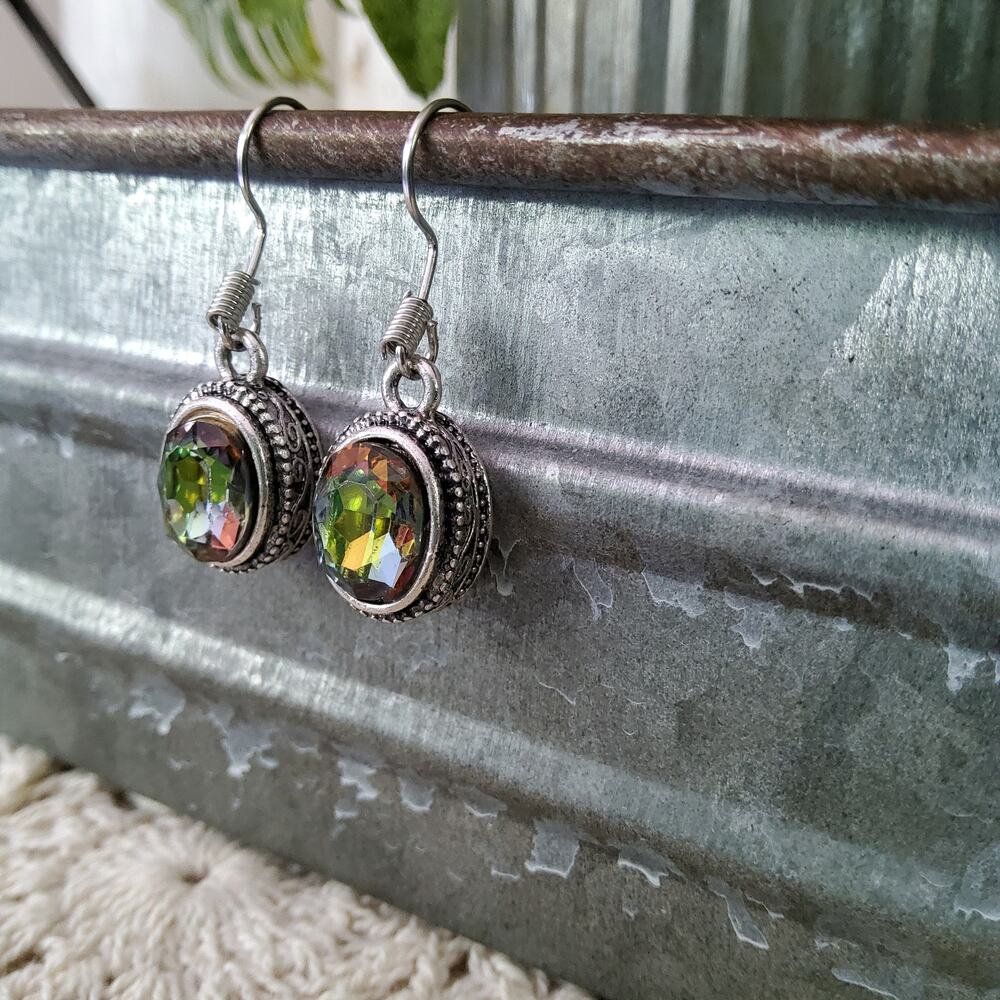 Women's Fashion Rhinestone Oval Dangle Earrings in Silver Tone - Picture 3 of 10